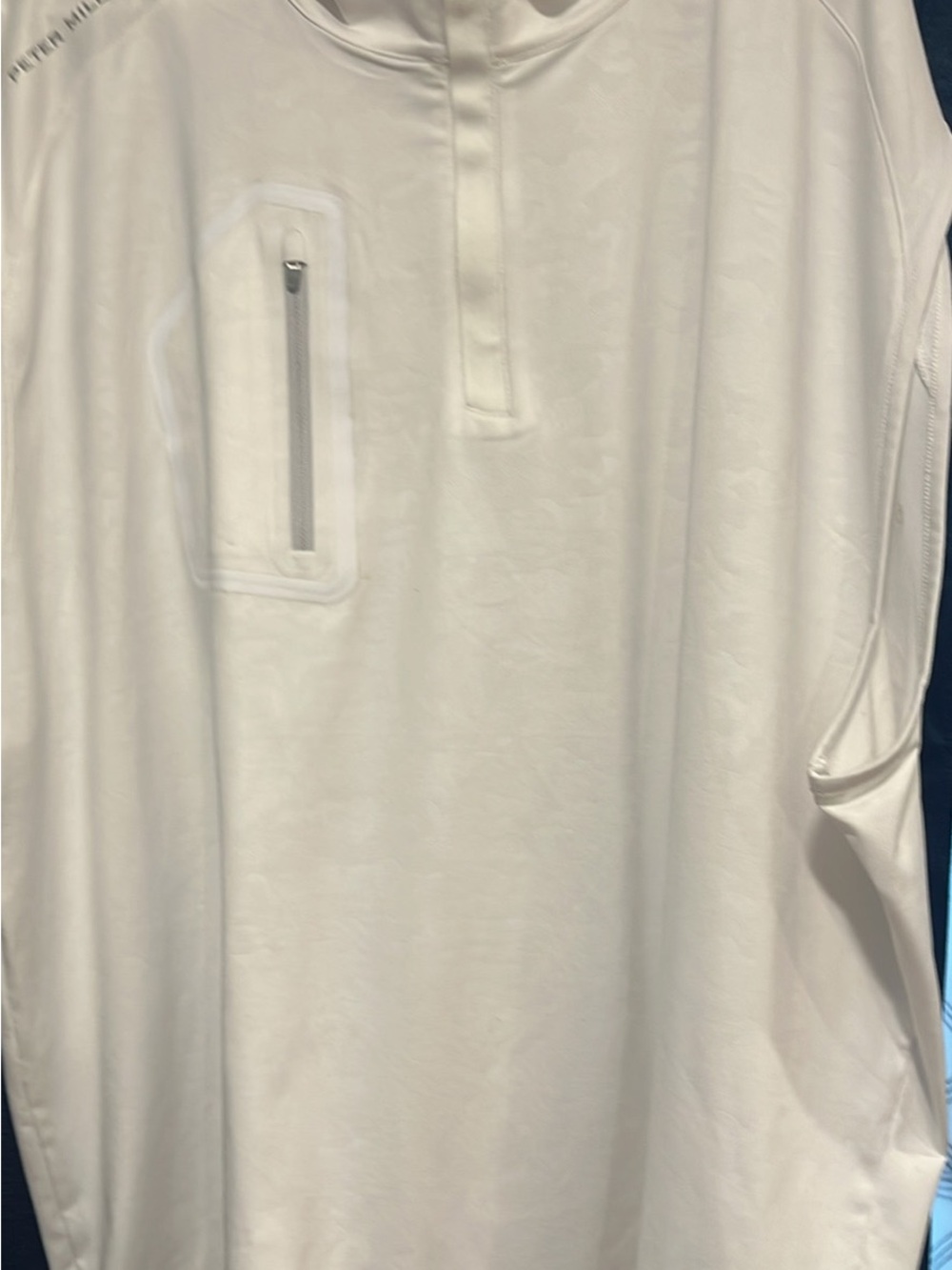 Peter Millar Blue Sleeveless Golf Pullover with Cream Trim